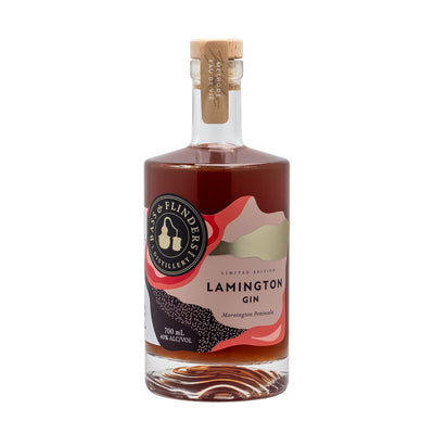 Bottle of bass & flinders distillery Lamington Gin on a white background