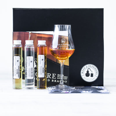 Bass & Flinders Distillery brandy gift pack with glass