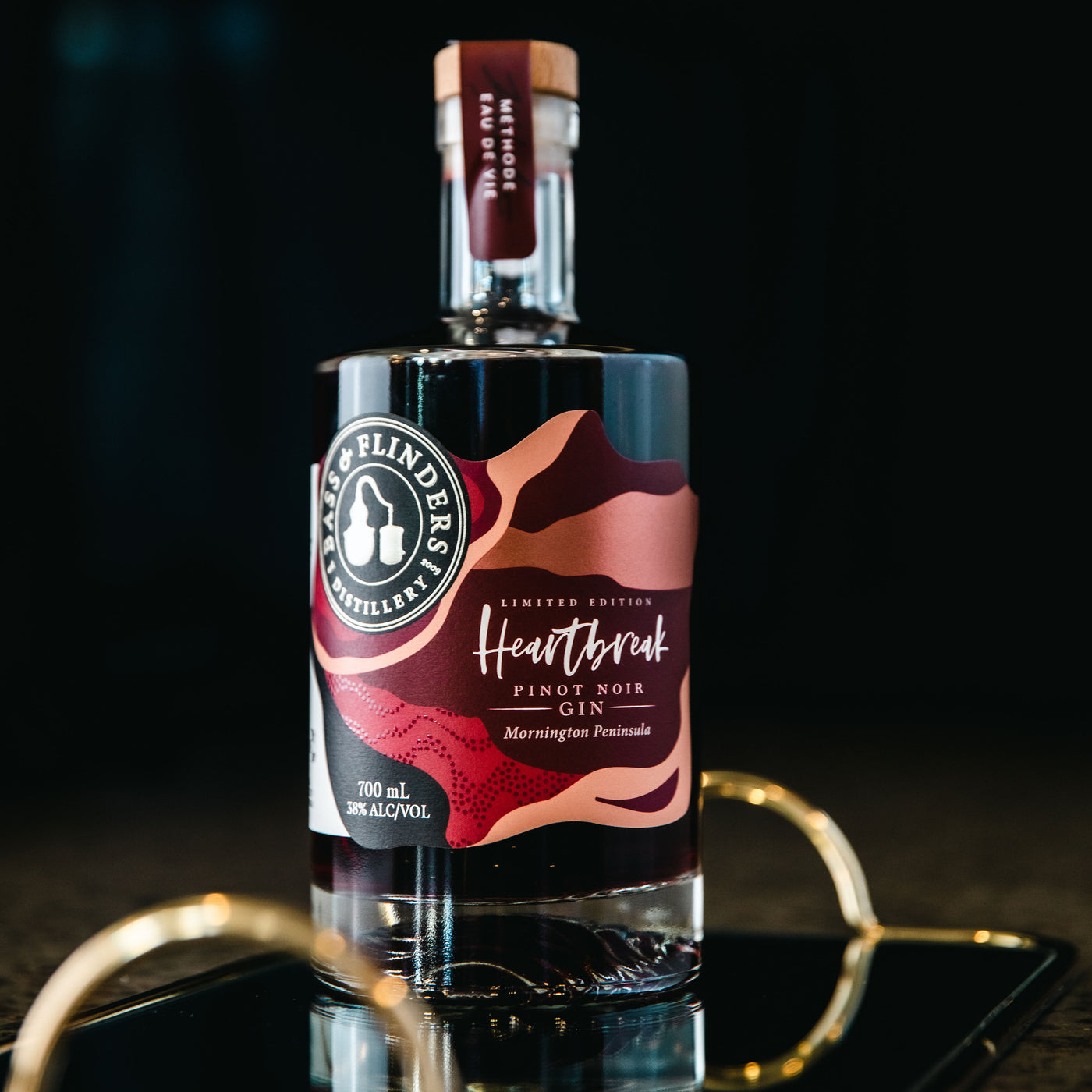 Bass & Flinders Distillery Heartbreak Pinot Noir Gin bottle