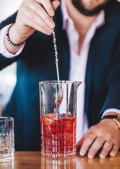 Bass & Flinders Distillery mixing bottled cocktail Rhubarb and apple Negroni